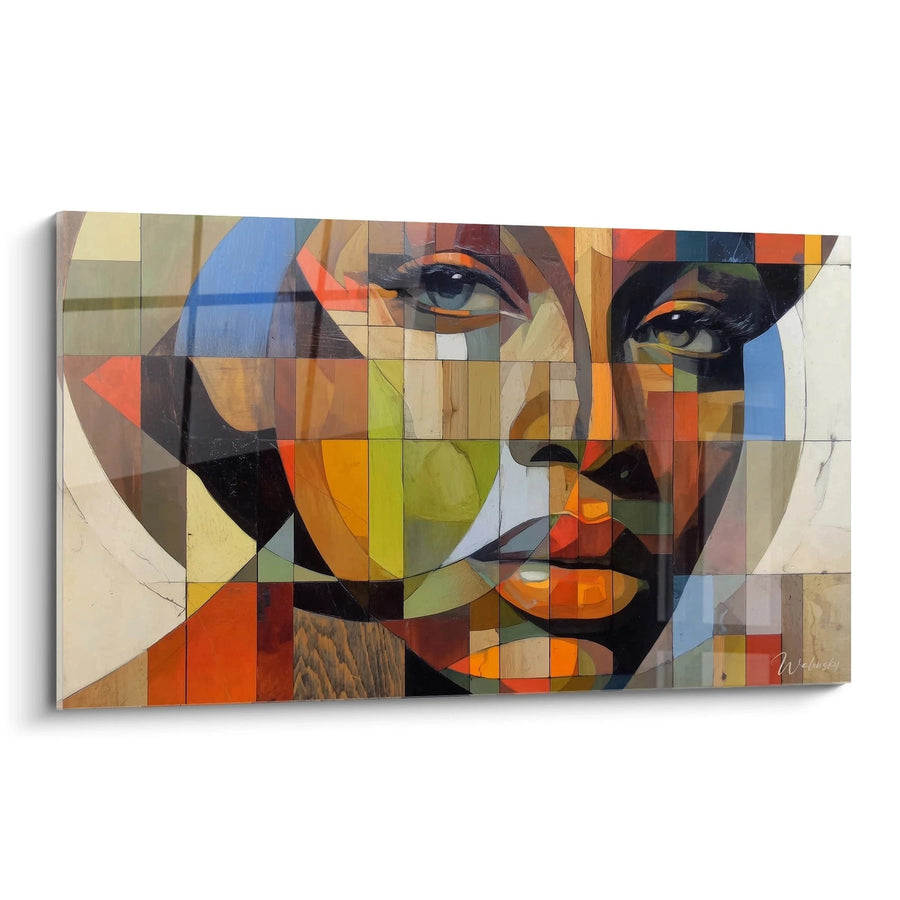 Tableau Portrait Mosaïque d'ébène - édition visage africain