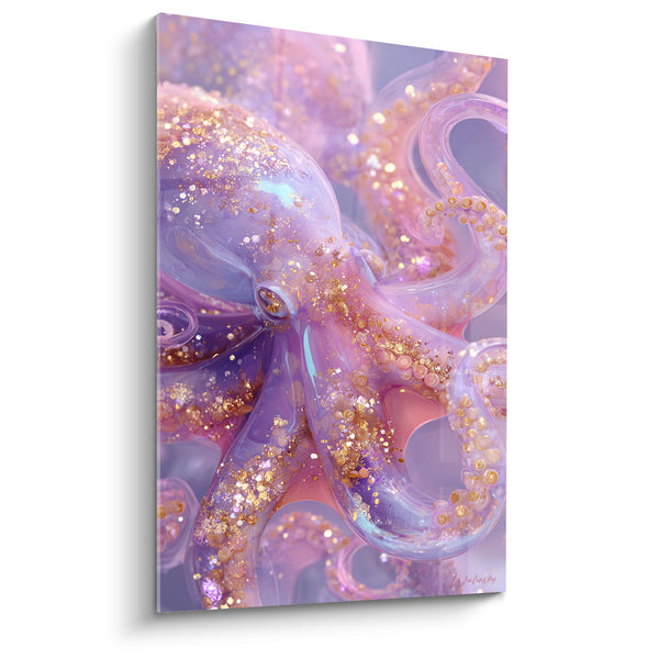 Tableau Poulpe translucide mauve et doré - Féerie sous-marine - Edition Poulpe