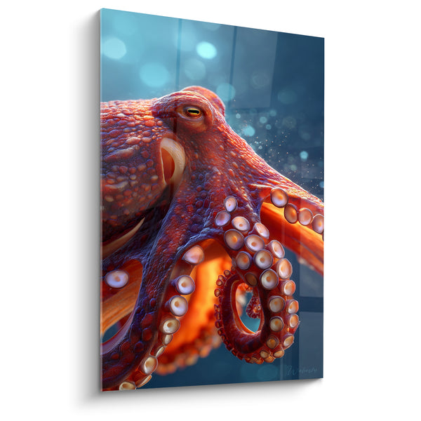 Tableau Poulpe orangé aux tentacules enroulées - Mystère abyssal - Edition Poulpe