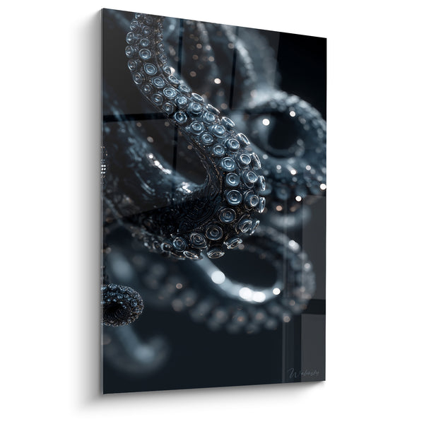 Tableau Poulpe tentacules noires et bleu anthracite - Abysses scintillantes - Edition Poulpe