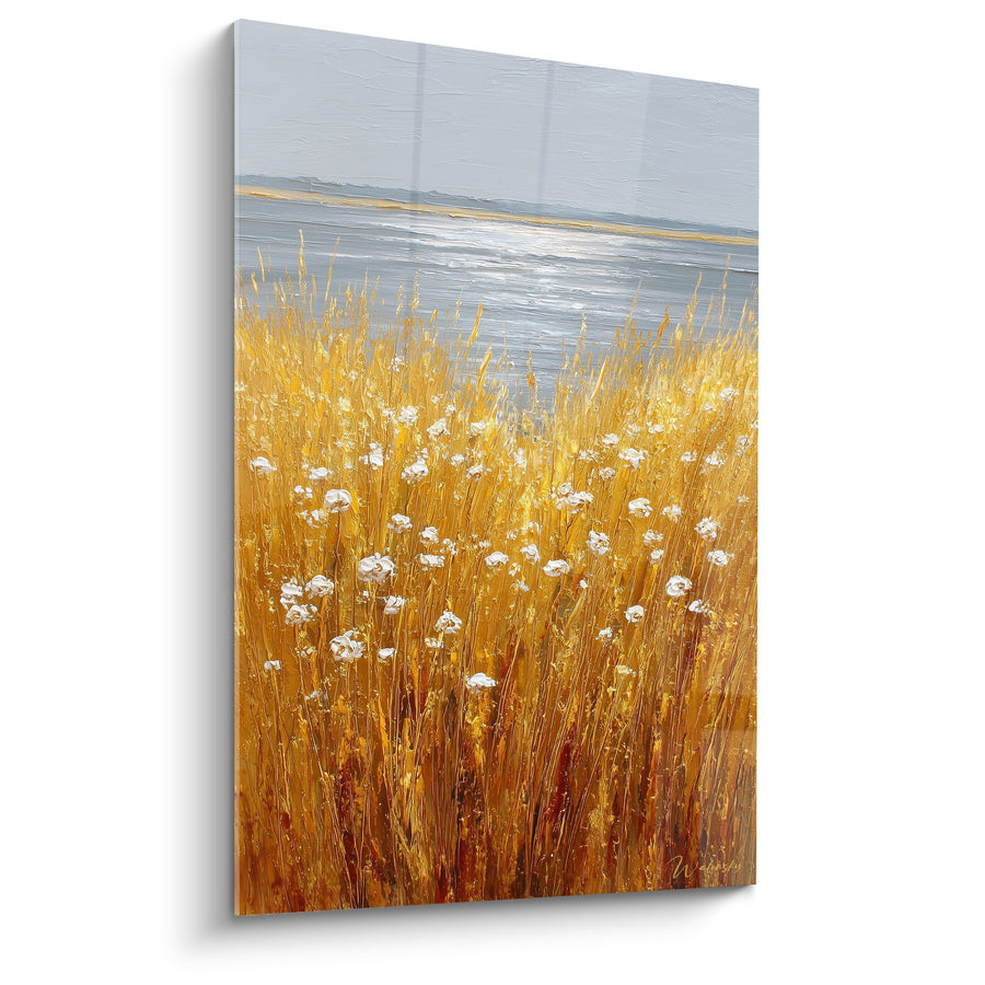 Quadro Campo di margherite ed erbe dorate in riva al mare - Prateria Costiera - Edizione Graminacee