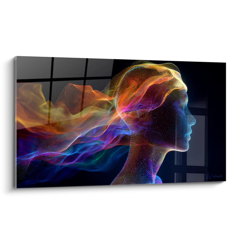 Female Digital Profile Wall Art - Neural Connections - Neuronal Edition