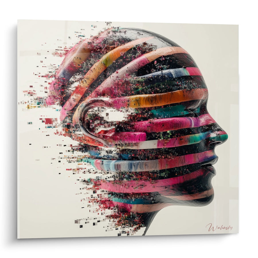 Abstracte afbeelding menselijk profiel - Digitale fragmentatie - DNA-editie