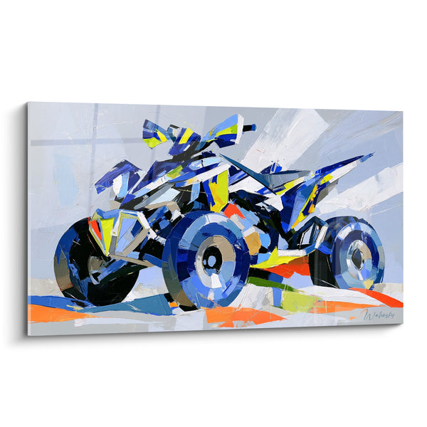 Tableau Quad bleu et jaune aux touches orangées - Fureur immobile - Edition Quad