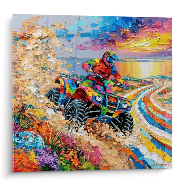 Tableau Quad multicolore éclaboussant la boue dorée - Éclaboussure d'adrénaline - Edition Quad