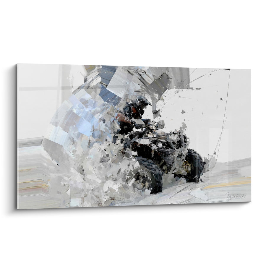 Tableau Quad noir gerbe de neige blanche - Course sur neige - Edition Quad