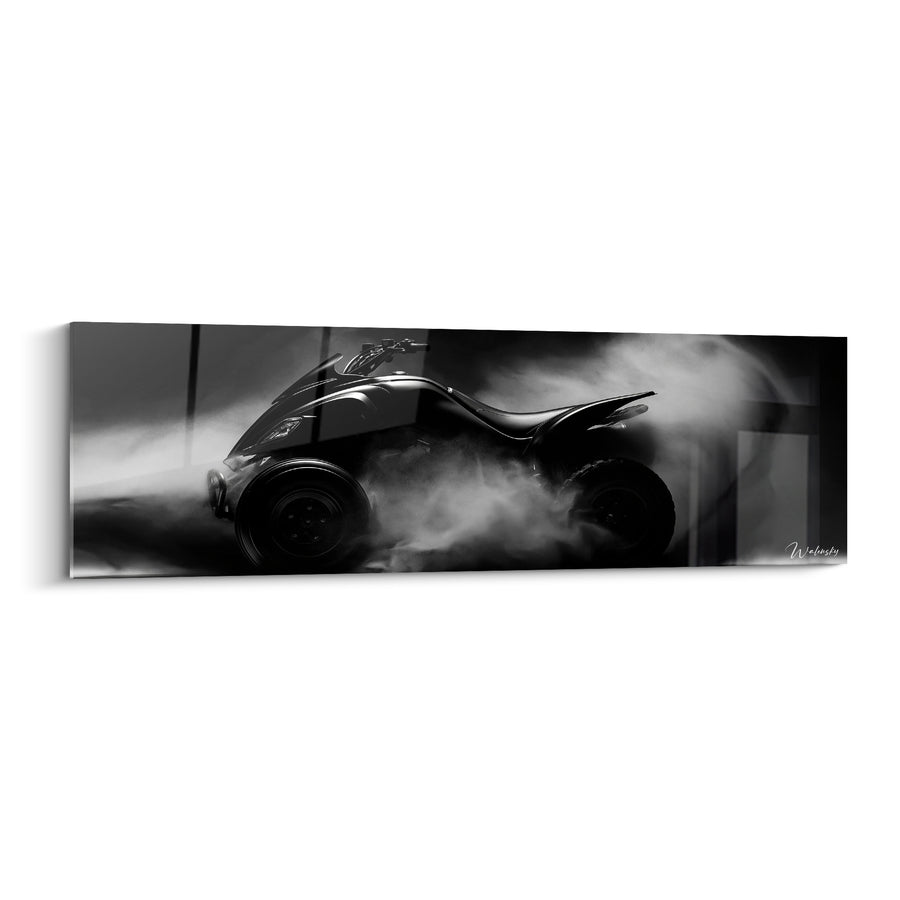 Tableau Quad noir et blanc dans la fumée - Rugissement suspendu - Edition Quad