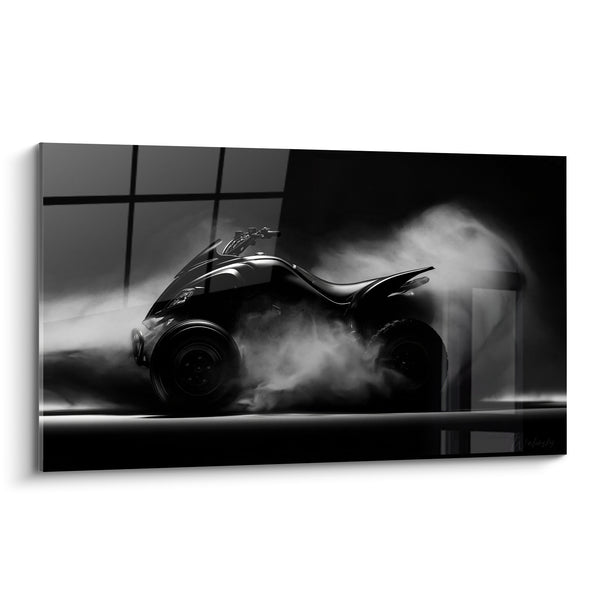 Tableau Quad noir enveloppé de fumée blanche - Avant le départ - Edition Quad