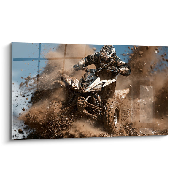 Quad White and Black Painting Emerging from Earth Clods - Military Camouflage Helmet - Quad Edition