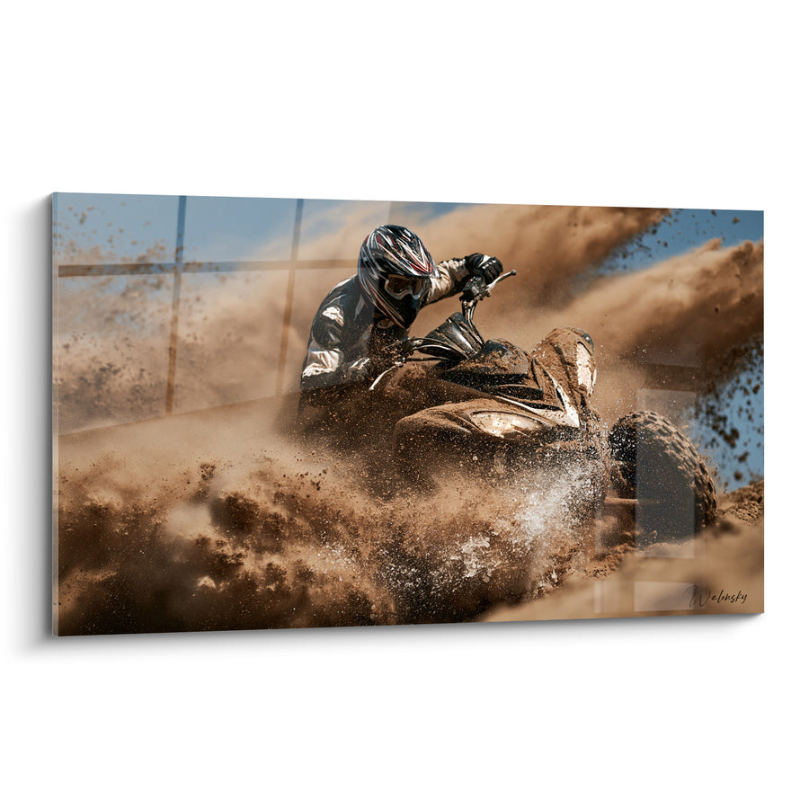 Tableau Pilote casqué dans un nuage ocre - Éclaboussure sauvage - Edition Quad