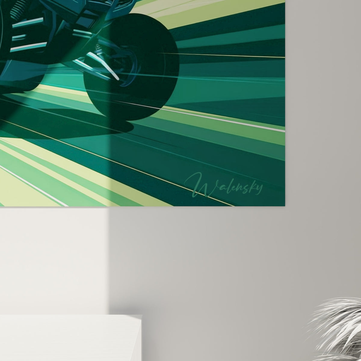 Grain de peinture révélant les reflets métalliques turquoise et les touches vert émeraude du quad de tête
