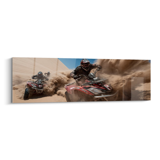 Tableau Quads rouges dans un nuage de sable - Course effrénée dans le désert - Edition Quad