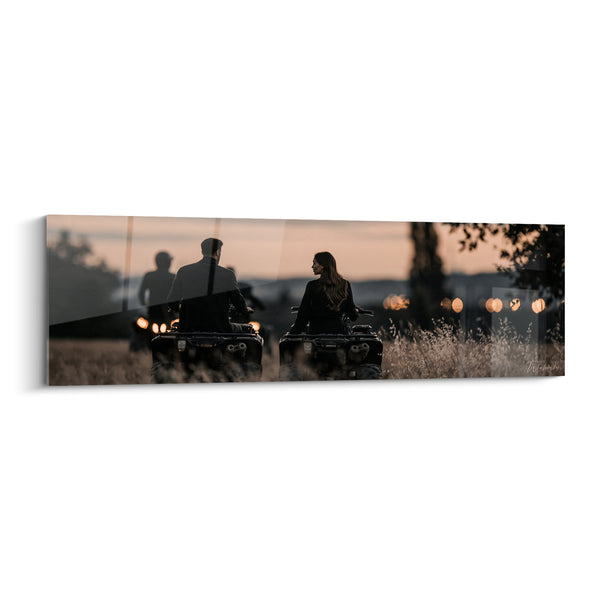 Wall Art Silhouettes at Dusk in Orange and Anthracite - Complicity at Twilight - Quad Edition