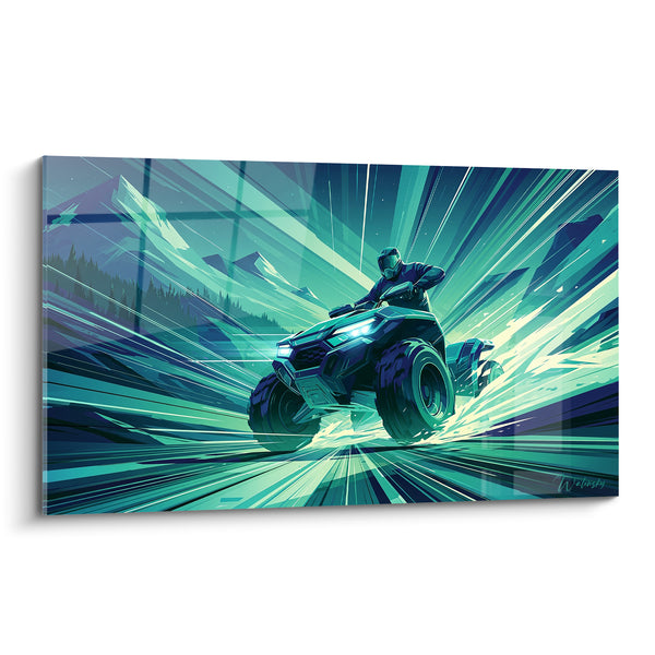 Tableau Quad turquoise et bleu marine à pleine vitesse - Vitesse fulgurante - Edition Quad