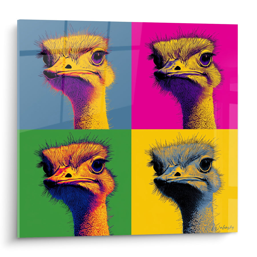 Tableau Quadriptyque Pop Art Multicolore - Regard Perçant - Edition Autruche