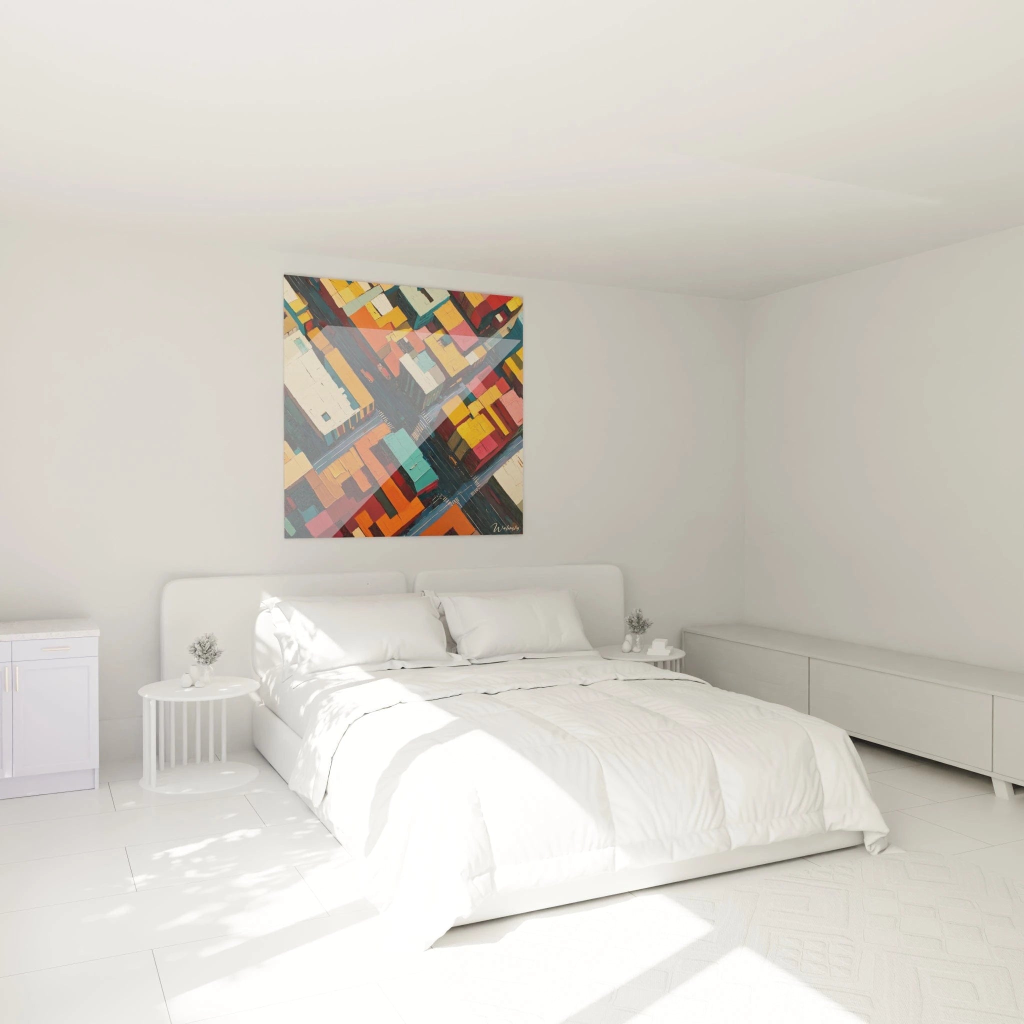 Tableau cubisme abstrait Walensky décorant un intérieur moderne et lumineux