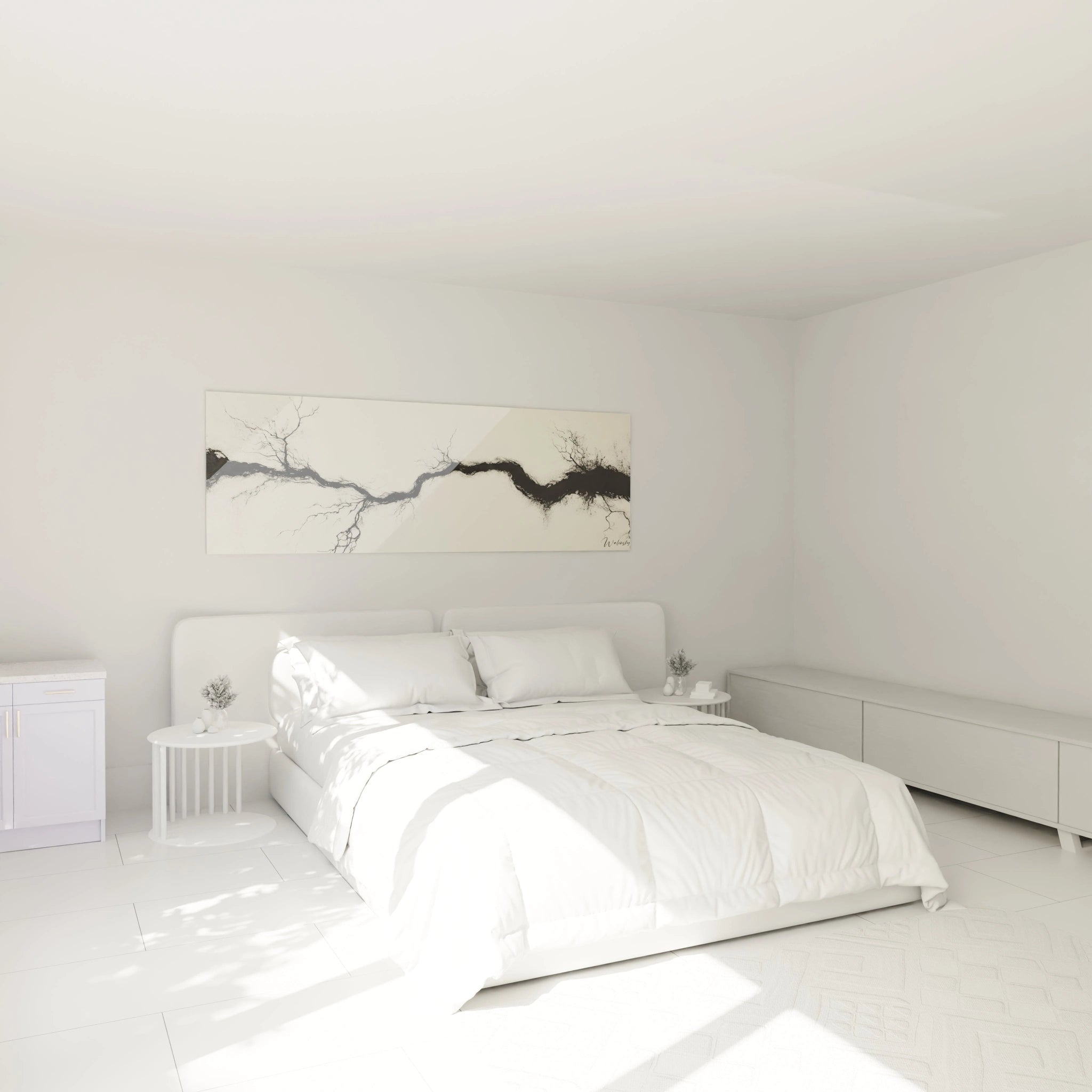 Tableau minimaliste abstrait Walensky avec des motifs délicats pour décorer une chambre moderne