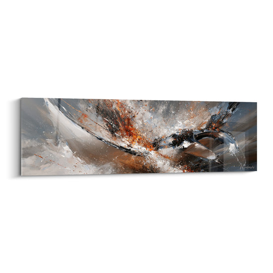 Tableau Raie manta grise et orange en mouvement - Élan des profondeurs - Edition Raie manta