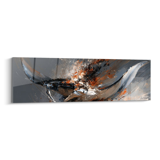 Tableau Raie manta grise et rousse en explosion picturale - Éclat de peinture centrale - Edition Raie manta