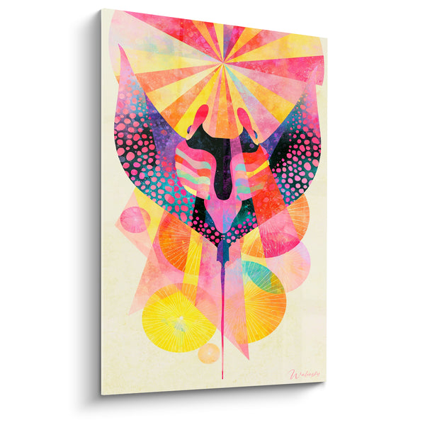 Tableau Raie manta rose et jaune éclatante - Danse solaire - Edition Raie manta