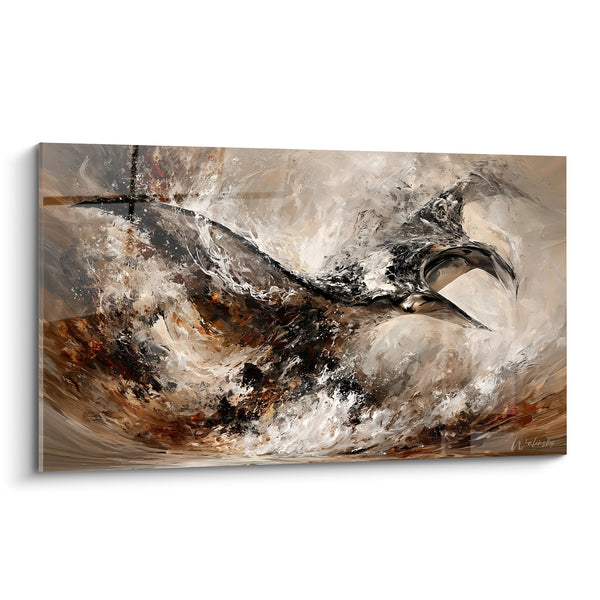 Tableau Raie manta noire aux remous ocre - Fureur des abysses - Edition Raie manta