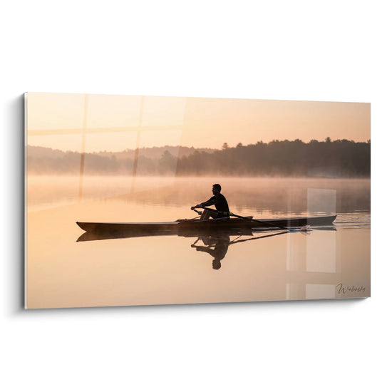 Tableau Rameur au Coucher de Soleil - Sérénité Matinale - Edition aviron