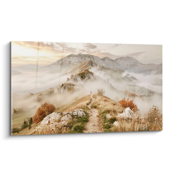 Tableau Sentier de crête brumeux et doré - Souffle du sommet - Edition Randonnée