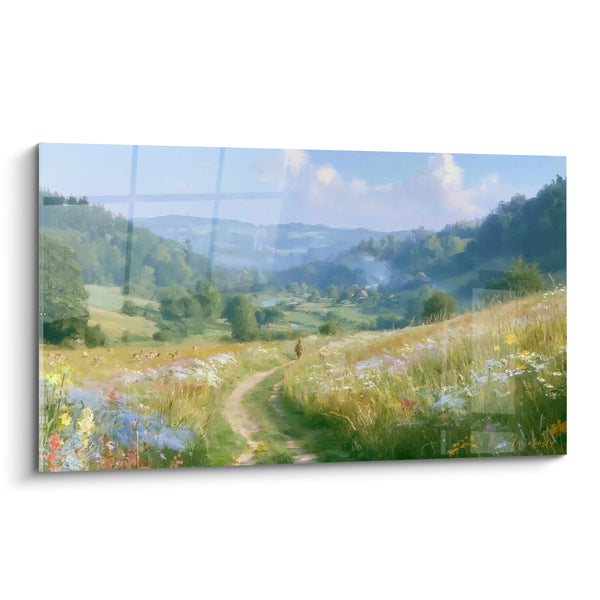 Tableau Sentier vert et bleu en vallée fleurie - Échappée estivale - Edition Randonnée