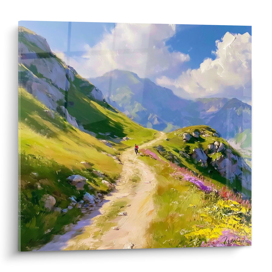 Tableau Sentier vert et jaune en montagne - Appel du sommet - Edition Randonnée