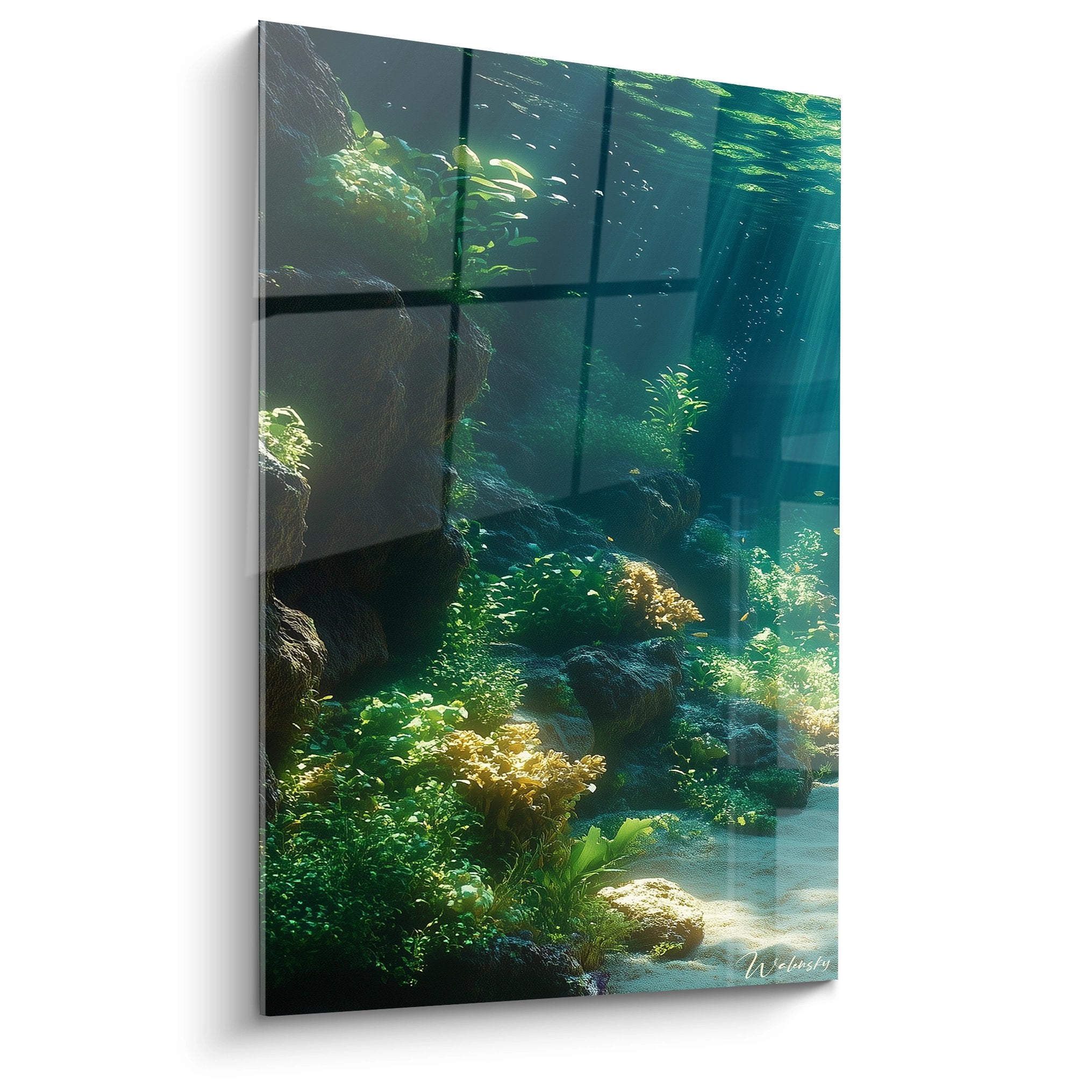 Tableau mural récif corallien avec lumière naturelle filtrant à travers les eaux cristallines