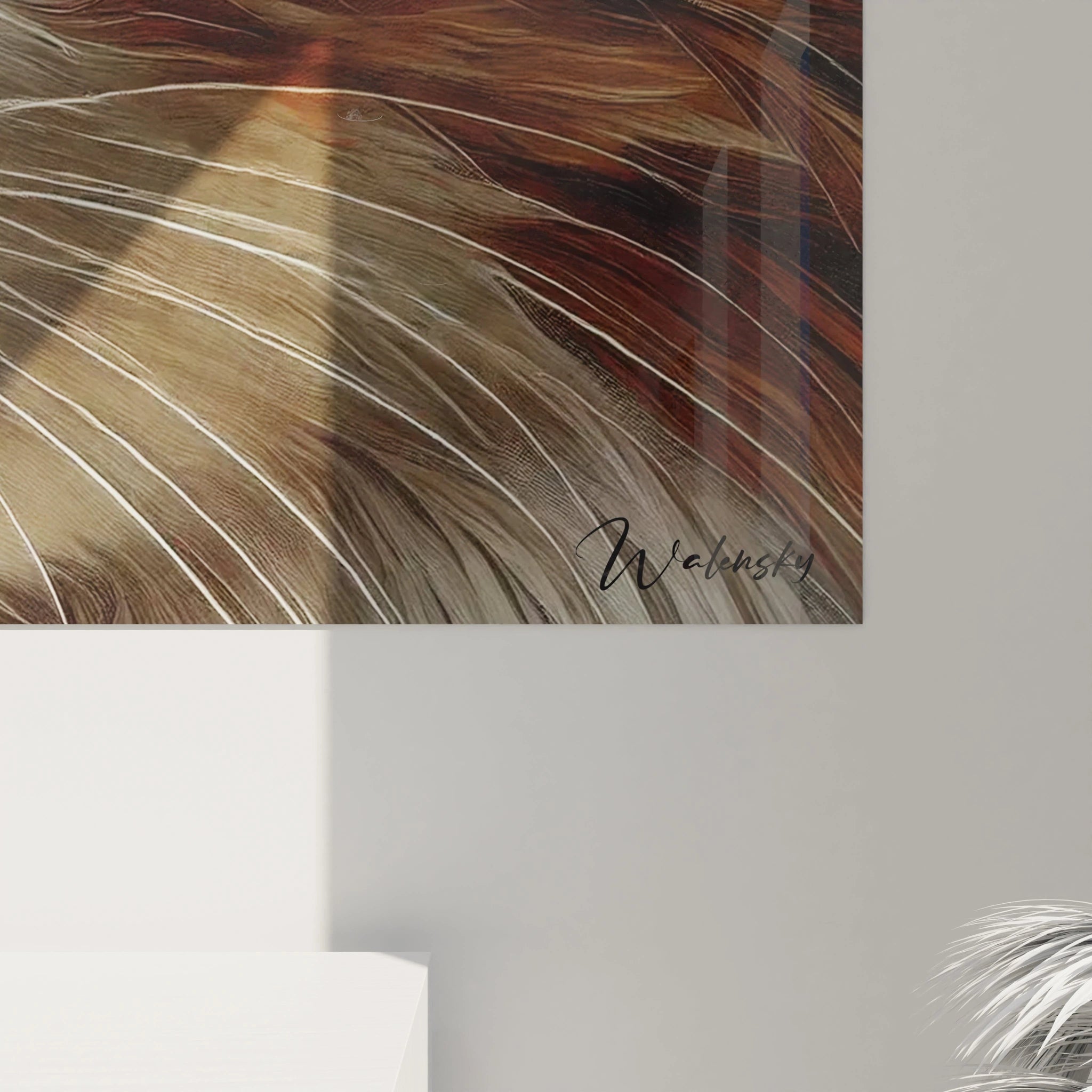 Découvrez chaque détail de ce tableau chat de près, avec un pelage soyeux et des yeux ambres profonds. Ce portrait animalier fascinant apportera une touche unique à votre décoration intérieure.