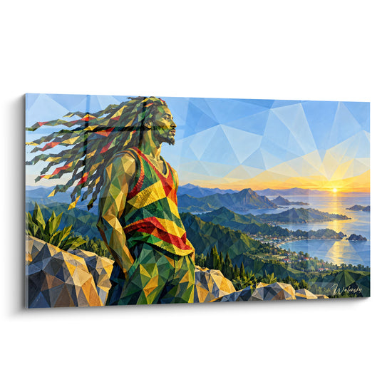 Tableau Homme aux dreadlocks face à la baie - Lever sur la baie - Edition Reggae