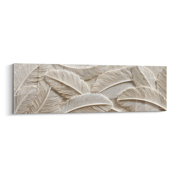 Wandrelief Beige Federn Skulptural mit dreidimensionaler Textur - Natürliche Eleganz - Feder Edition