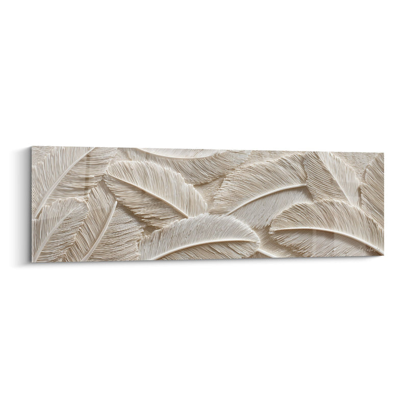 Tableau Relief Plumes Beiges Sculptées en Texture Tridimensionnelle - Élégance Naturelle - Edition Plume