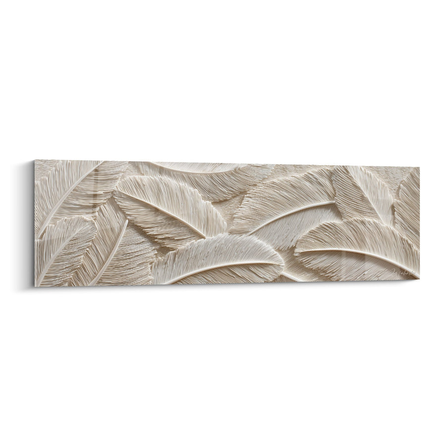 Embossed Beige Feather Painting Sculpted in Three-Dimensional Texture - Natural Elegance - Feather Edition