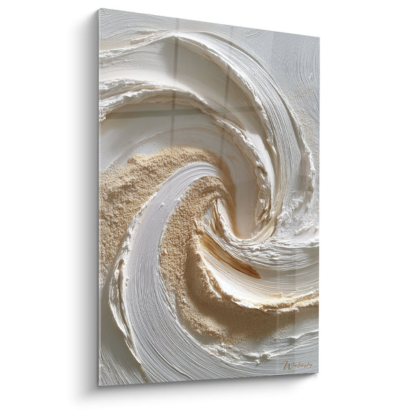 Spiraal goud-wit reliëf textuur schilderij - Aardse Harmonie - Feng Shui Centrum Aarde Editie