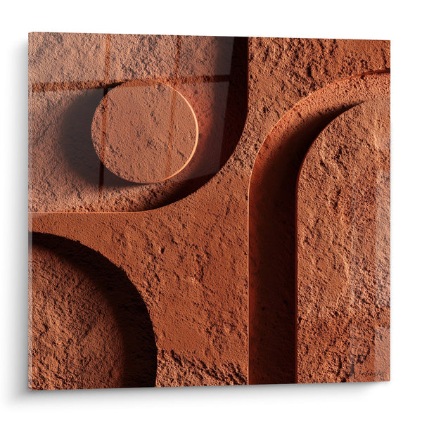 Cuadro Relieve Abstracto Terracota con Formas Geométricas - Armonía Mineral - Edición Feng Shui Noreste Tierra