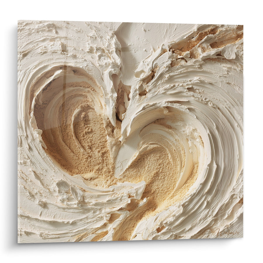 Tableau Tourbillons Beiges et Crème en Relief - Harmonie Terrestre - Edition Feng shui Centre Terre