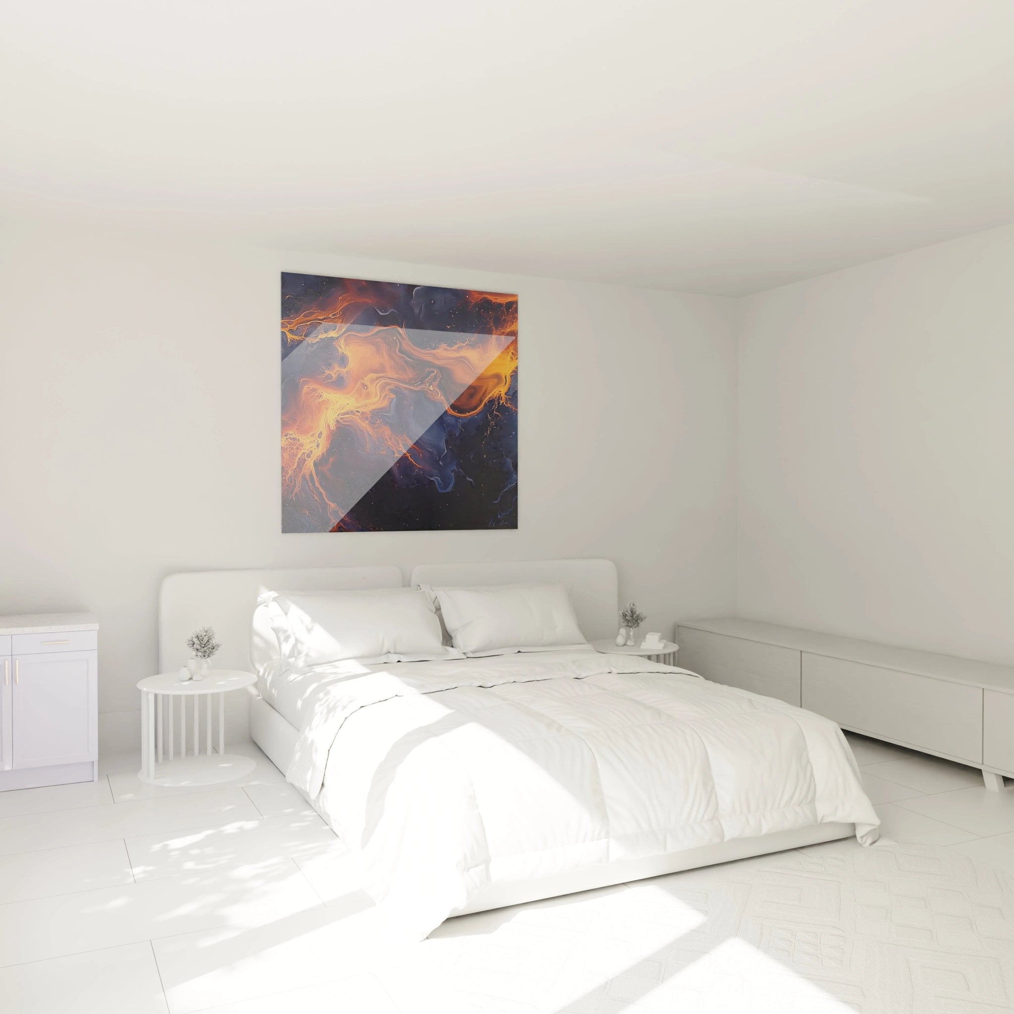 Tableau moderne abstrait par Walensky avec des couleurs chaudes pour décorer une chambre