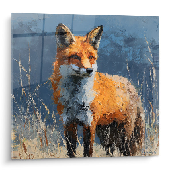 Tableau Renard fauve aux herbes dorées - Vigilance hivernale - Edition Renard