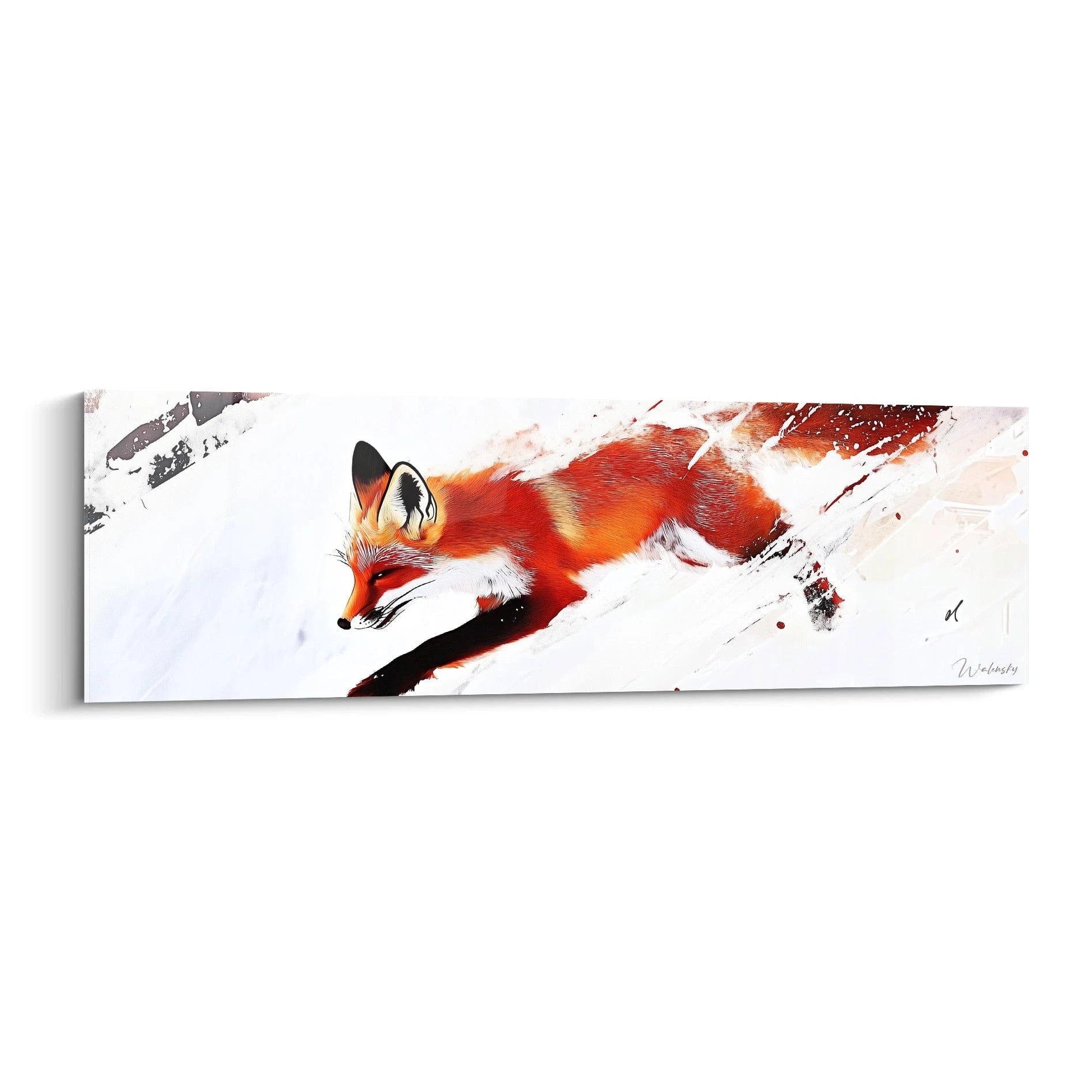 Tableau renard Walensky style artistique renard rouge courant sur fond blanc