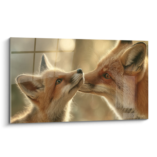 Tableau Renards roux museaux en contact tendre - Tendresse filiale - Edition Renard