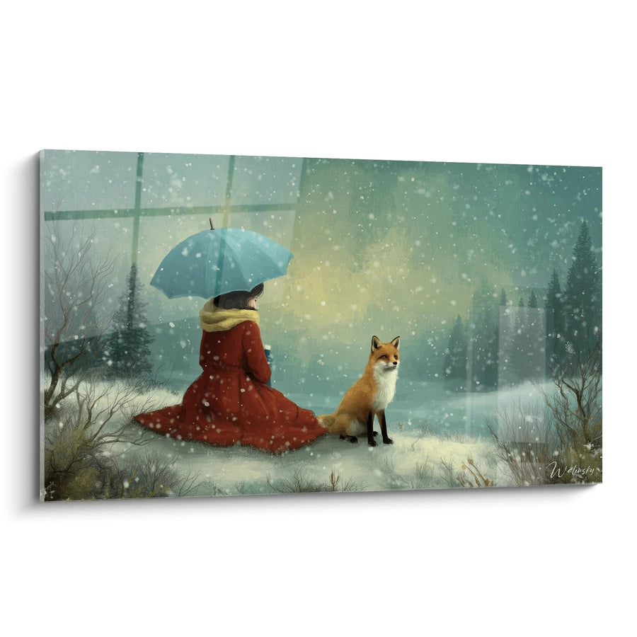 Tableau Renard Rencontre Improbable - édition hiver