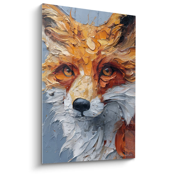 Tableau Renard roux au pelage orange et blanc texturé - Truffe noire épaisse - Edition Renard