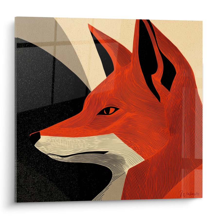 Tableau Renard roux au profil graphique noir - Vigie nocturne - Edition Renard