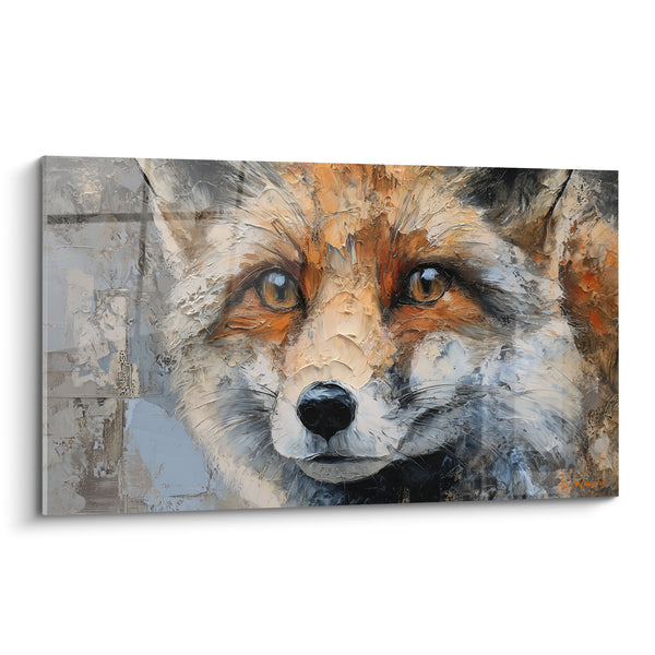 Tableau Truffe noire orange et gris texture au couteau - Yeux ambrés fixes - Edition Renard
