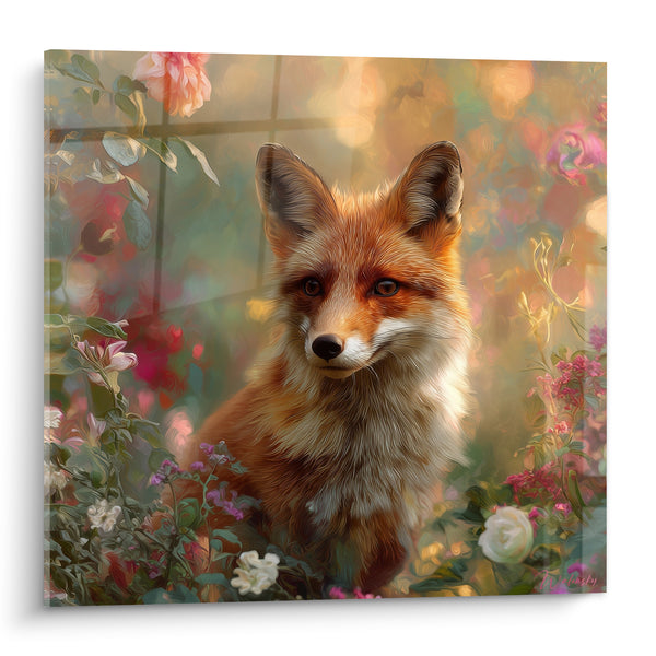 Tableau Renard roux parmi roses fleuries - Apparition dans les roses - Edition Renard