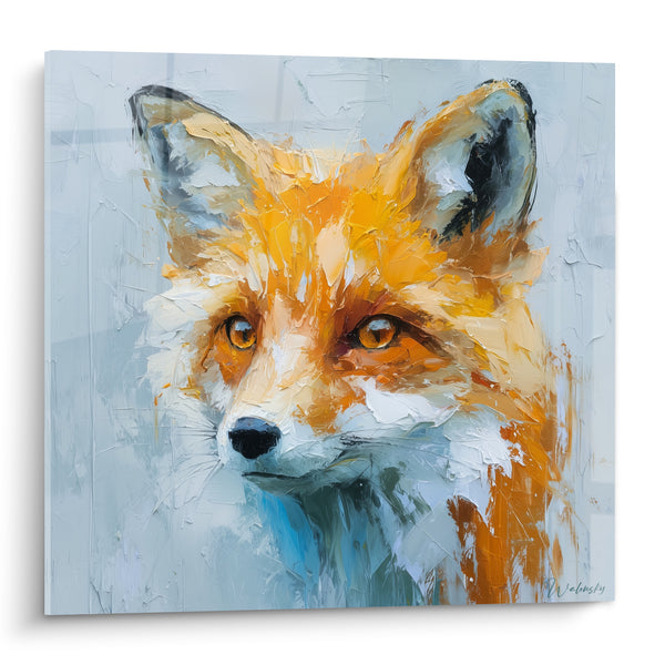 Tableau Renard roux au fond gris-bleu - Regard sauvage - Edition Renard