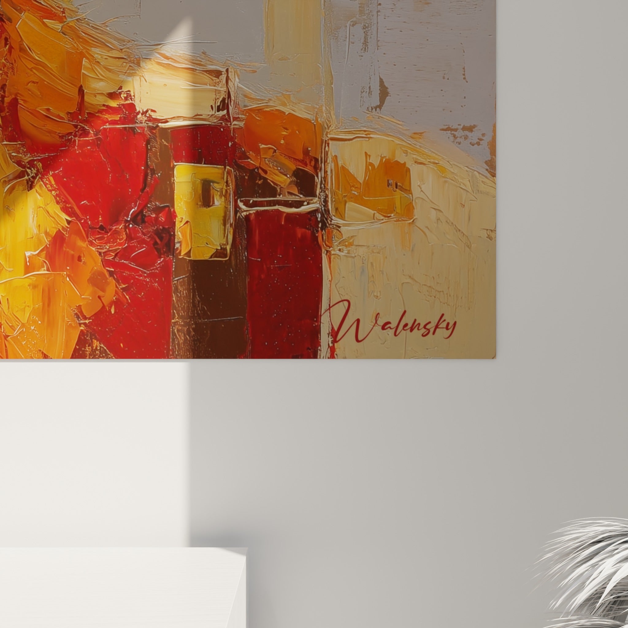 Empâtements épais sur le pelage du renard, mélange de blanc, orange et rouge dans une matière texturée au couteau