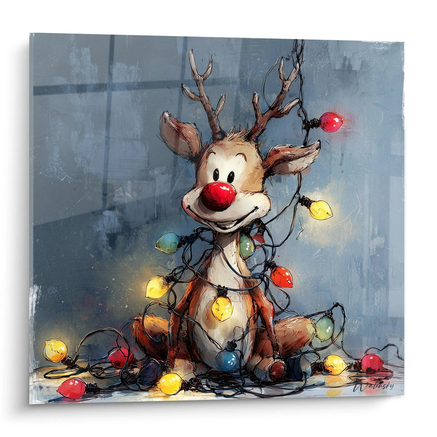 Tableau Renne Brillance nocturne - édition Noël